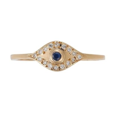 925 Sterling Silver Evil Eye Diamond Band Ring con argento placcato stile classico