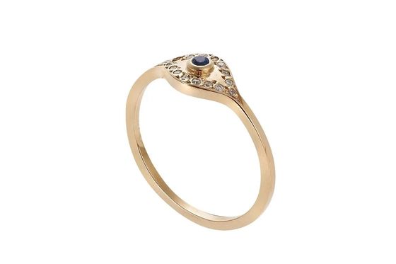 925 Sterling Silver Evil Eye Diamond Band Ring con argento placcato stile classico