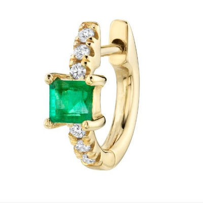 925 Sterling Silver Mini Gold Plated Baguette Hoop Huggie Orecchini per donne Gioielli