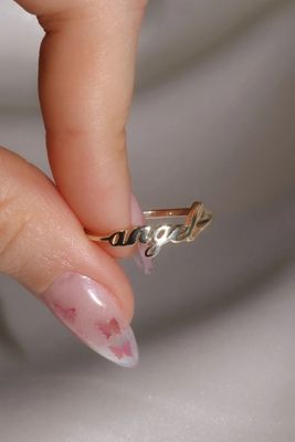 Anello d'angelo in oro massello per donne Glitter 925 Sterling Silver Modern