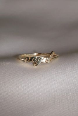 Anello d'angelo in oro massello per donne Glitter 925 Sterling Silver Modern