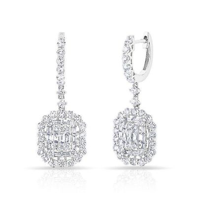 Orecchini bianchi CZ 925 in argento sterling stile classico per fidanzamento e matrimonio