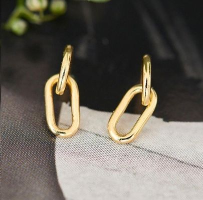 Festa di nozze Simple Silver Cable Link Stud Orecchino altezza 30mm Disegno elegante