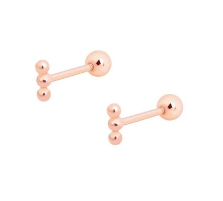 Mini Barbell con perline d'argento Orecchini con avvitatore 925 Sterling Silver