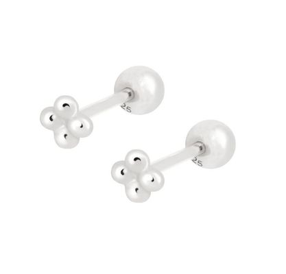 6mm di argento miniatura con perline di palla Barbell Stud orecchini con retro a vite Gioielli