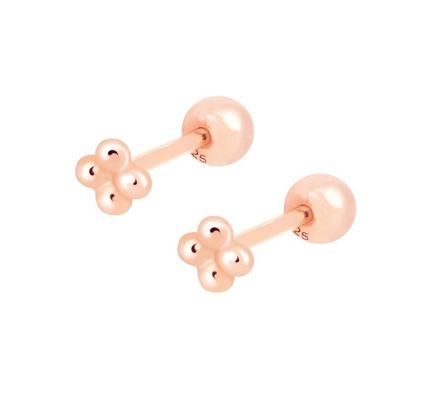 6mm di argento miniatura con perline di palla Barbell Stud orecchini con retro a vite Gioielli