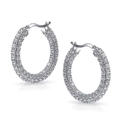925 Sterling Silver Bridal Pave White CZ Hoop Earrings per spose all'avanguardia