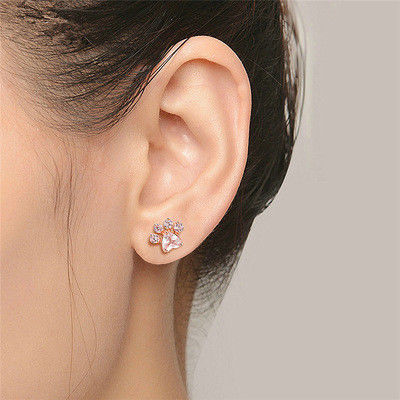 Guarda adorabile Bambini impronte di animali orecchini in 925 sterling argento ottone