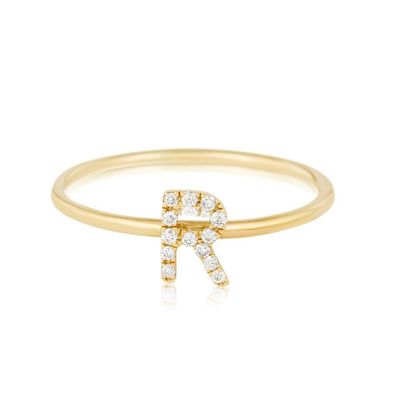 Gioielli d'argento personalizzati 18K oro rivestito Impilazione iniziale CZ anelli sottili per donne