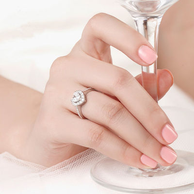 In ottone Creativo in forma di cuore Chiaro CZ 925 Sterling Silver Eternity Band Anelli Per Donne Gioielli
