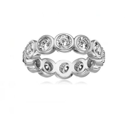 CLASSIC Ins 18K oro placcato Setting bezel CZ Eternity Band 925 Sterling anelli d' argento
