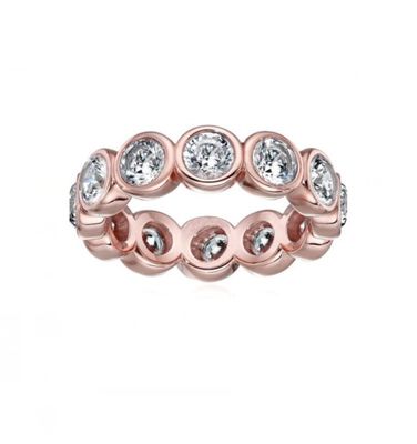 CLASSIC Ins 18K oro placcato Setting bezel CZ Eternity Band 925 Sterling anelli d' argento