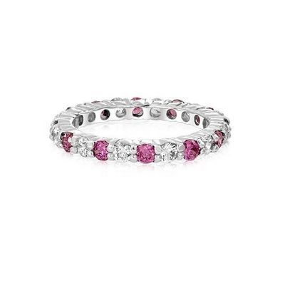 925 Silver Eternity Band Anello con incollatura in oro rosa e pietra di nascita CZ Stones Opzione