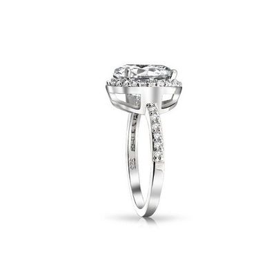 925 Sterling Silver 10mm Bianco CZ Anello di fidanzamento da solitario con pietra principale Dimensione 10mm