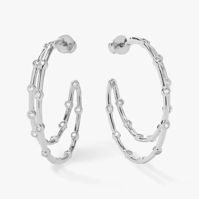 Orecchini a cerchio in zirconia bianca cubica Set di cerchi a cerchio gemello 18K oro