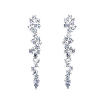Cluster Drop Bridal Statement Orecchini Bianco Cubico Zircone ottone Orecchini personalizzati