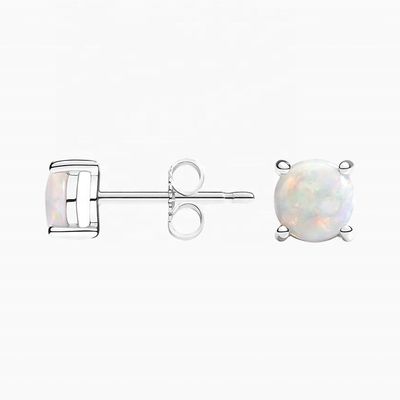 18K Oro 6MM Solitario Opal Stud Orecchini Per Donne E Ragazze Gioielli Pregiati