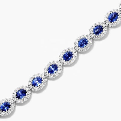 5.7mm Larghezza Circone Tenis Bracelet Ovale Smeraldo Bianco 14K Oro Bracelet Donne