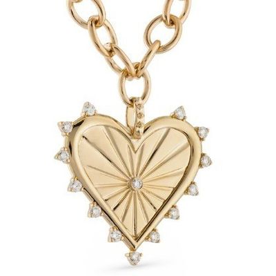 Oro 18K Bianco CZ Spiced Love Heart Charm Collare 925 Sterling Silver Pendenti