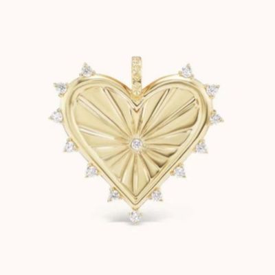 Oro 18K Bianco CZ Spiced Love Heart Charm Collare 925 Sterling Silver Pendenti
