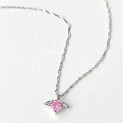 S925 Sterling Silver Love Wings Necklace Women Heart Zircon Collarbone Catena di gioielli