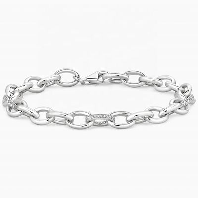Chic Style Micro Insert Inlay Tecnologia 925 Sterling Silver Bianco Oro Link Bracelet