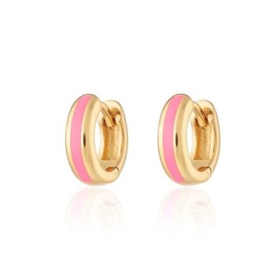 925 Logo personalizzato 18K oro placcato rosa smalto Huggie orecchini per donna