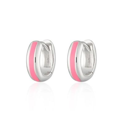 925 Logo personalizzato 18K oro placcato rosa smalto Huggie orecchini per donna