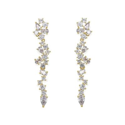 Cluster Drop Bridal Statement Orecchini Bianco Cubico Zircone ottone Orecchini personalizzati