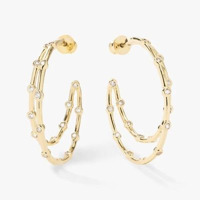 Orecchini a cerchio in zirconia bianca cubica Set di cerchi a cerchio gemello 18K oro
