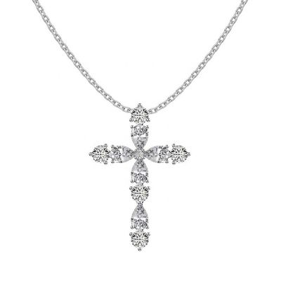 Personalizza 925 Sterling Silver Cross Collare 18k Silver Cross And Chain Signore