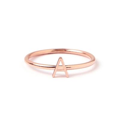 Mini Lettera d' Oro 14K personalizzata Anelli d' Argento Sterling 925 per donne