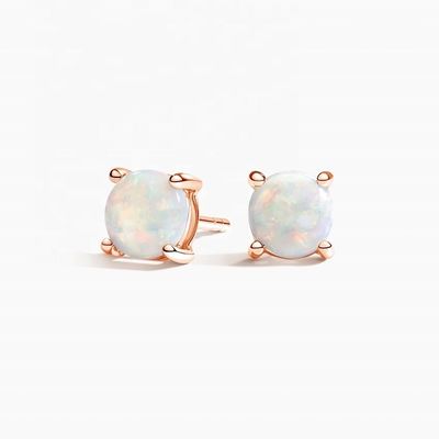 18K Oro 6MM Solitario Opal Stud Orecchini Per Donne E Ragazze Gioielli Pregiati