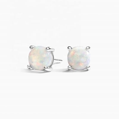 18K Oro 6MM Solitario Opal Stud Orecchini Per Donne E Ragazze Gioielli Pregiati