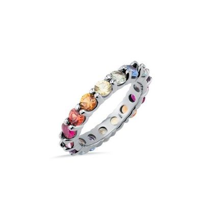 Accessoari in zircone cubo colorato di punta unica Donna 925 Sterling Silver Eternity Band Ring