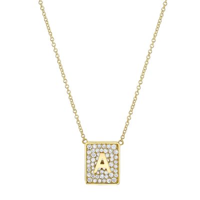 Rendi il suo giorno con 14K Gold Quadratura Iniziale Collare di Gemme Per Donne regalo di San Valentino