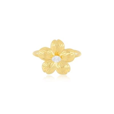 Forever Flower 18K oro rivestito Ovale CZ Anello femminile in 925 Sterling gioielli d'argento