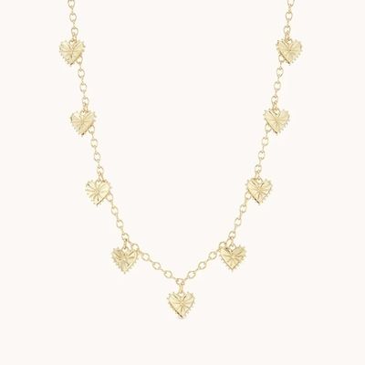 Moderno 14K oro placcato Moda Multi Cuore a forma di Charm Collare di ottone femminile