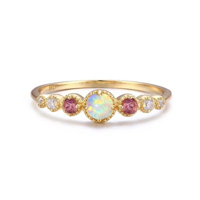 Opal e rubino CZ 925 Sterling Silver Stacking Anelli femminili Gioielli femminili