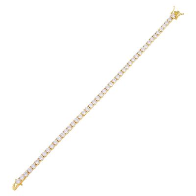 Articolo caldo 925 Sterling Silver Plating Gold 3mm Cubic Zirconia Tenis Bracelet Per Donne