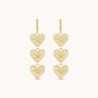 Manifattura 14K Dangle Gold Plated Multi Huggies Heart Charm Orecchini Perfetto Presente