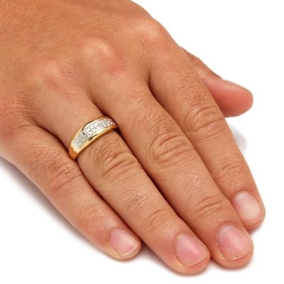 Anello da sposa in diamante in argento / ottone per uomo in 18 carati di oro con diamanti pavimentati