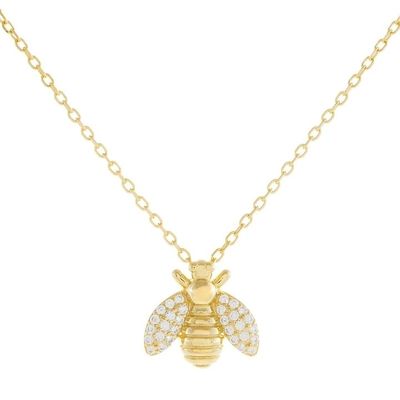 Collana con ciondolo a forma di ape placcato oro 18 carati fatta a mano da gioielli in argento sterling 925