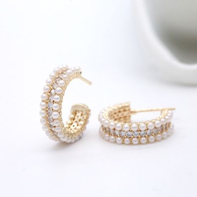 Accessori per donna 925 Sterling Silver Hoop Orecchini con Mother of Pearl Clear CZ