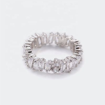 Gioielli da donna in argento Bianco diamante zircone Anelli per l'eternità con tecnologia di inserimento