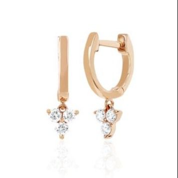 14K Gold Blossom Mini Huggie Diamond Trio Drop Orecchini Gioielli d'argento Materiale principale