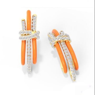 2024 Moda brasiliana Enigma Orecchini d'argento con epossidica arancione e gioielli bianchi CZ accessori