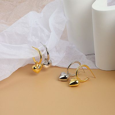 925 Sterling Silver Heart Shape Women Girl Hoop Earrings Gioielli dorati brasiliani