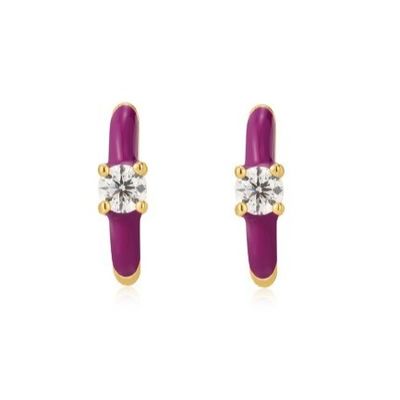 Neon Turchese smalto Micro Pave CZ Caramelle Colorate Ragazze Donne Orecchini Eco-Friendly Sì