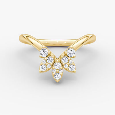 Nuovi arrivati disegna eleganti anelli 925 Sterling Silver 18K Gold Petal Crown Band